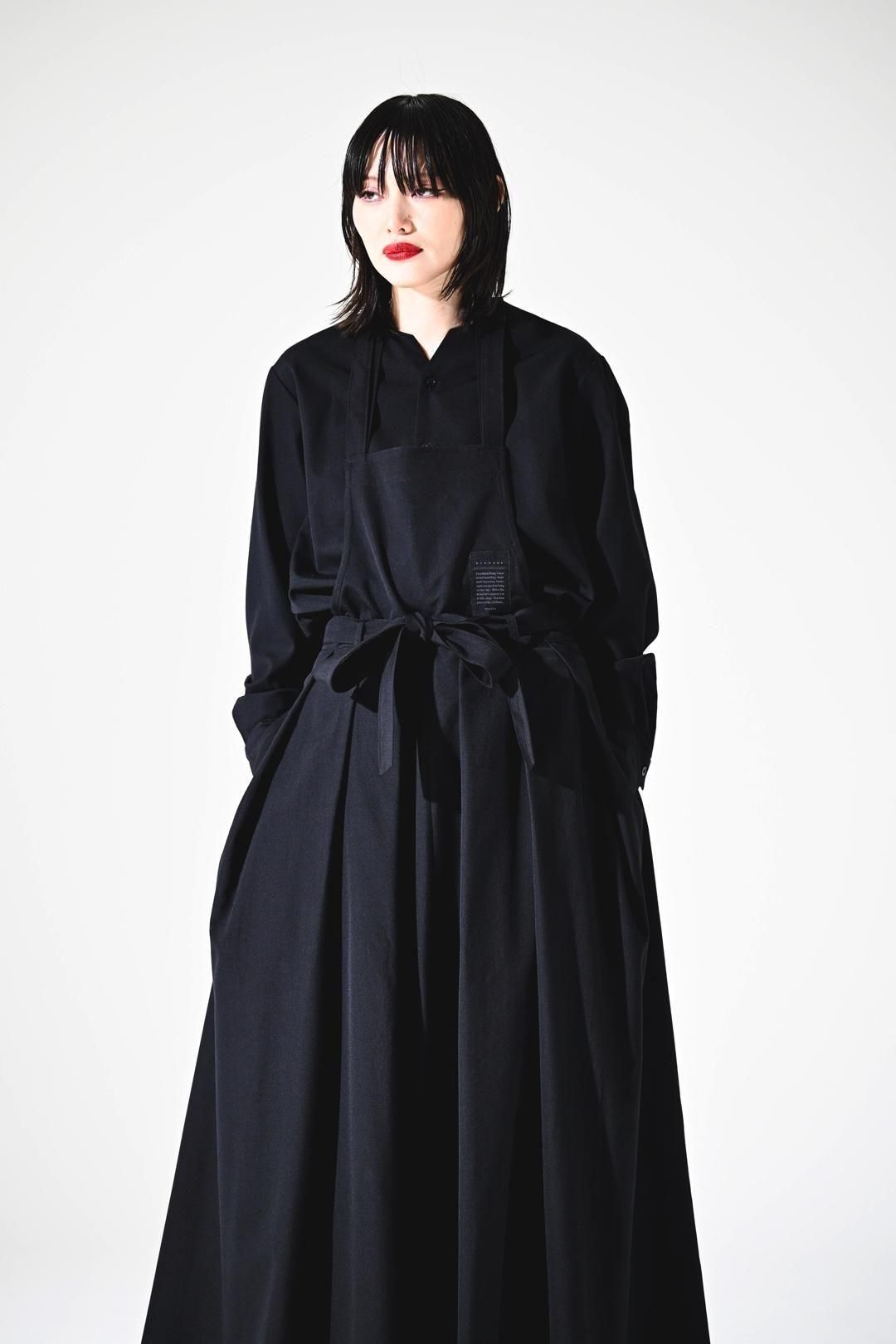 Wool Gabardine Wrap KIMONO Cloth black