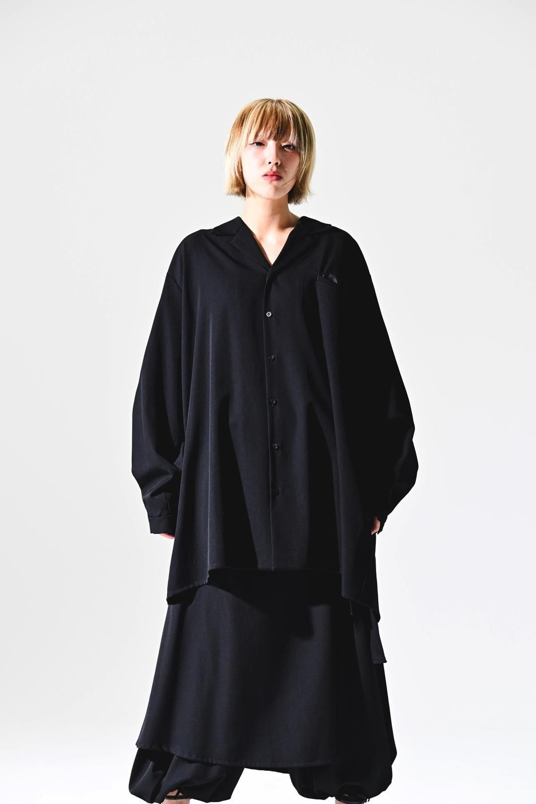 Wool Gabardine Drape Oversized 開襟 Shirt
