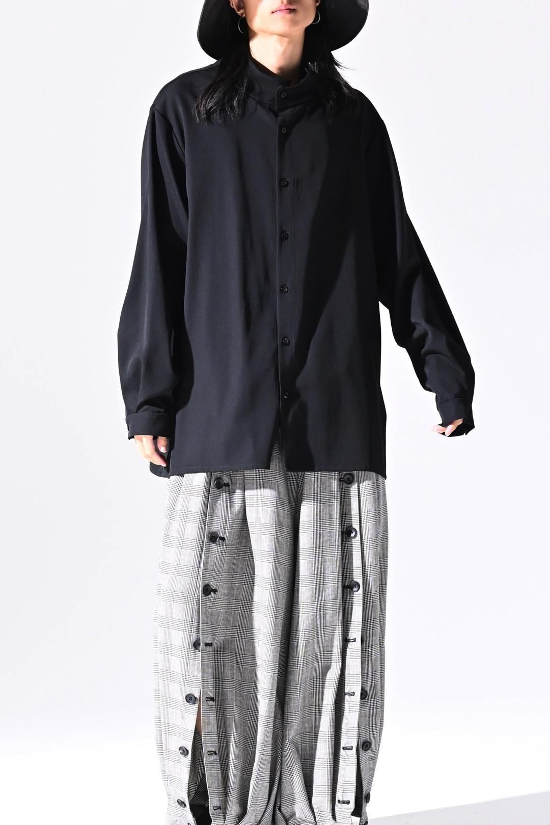 Wool Gabardine Stand Collar Shirt