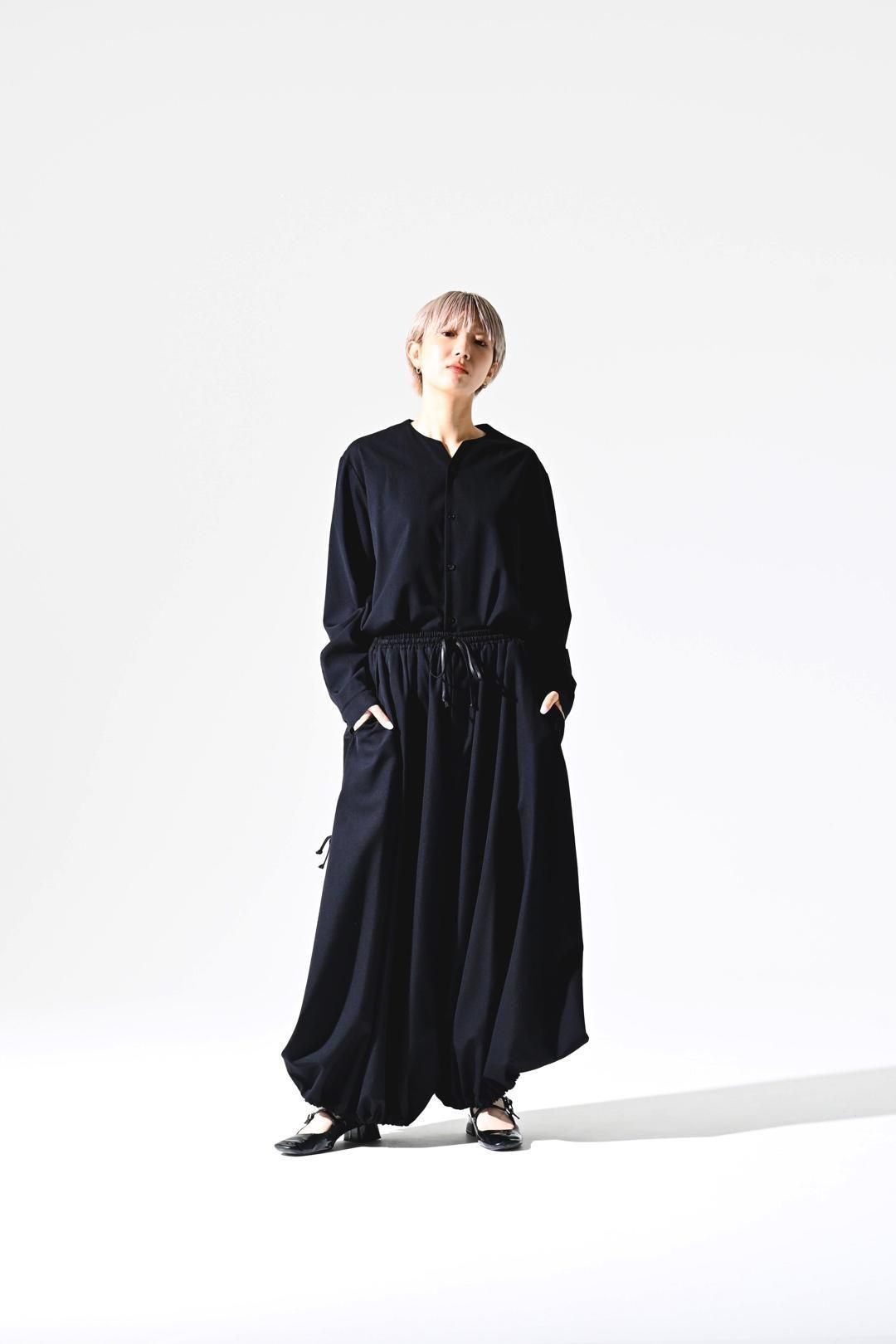 Wool Gabardine 袴 Balloon Pants black