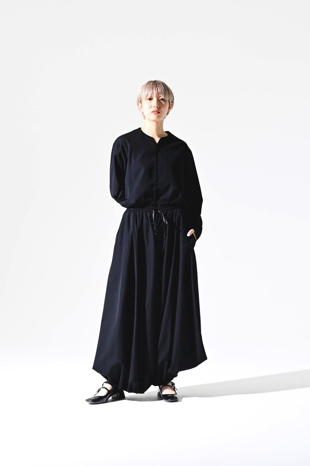 Wool Gabardine 袴 Balloon Pants black