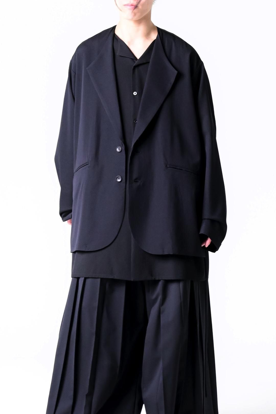 Wool Gabardine Fallen Collar Jacket