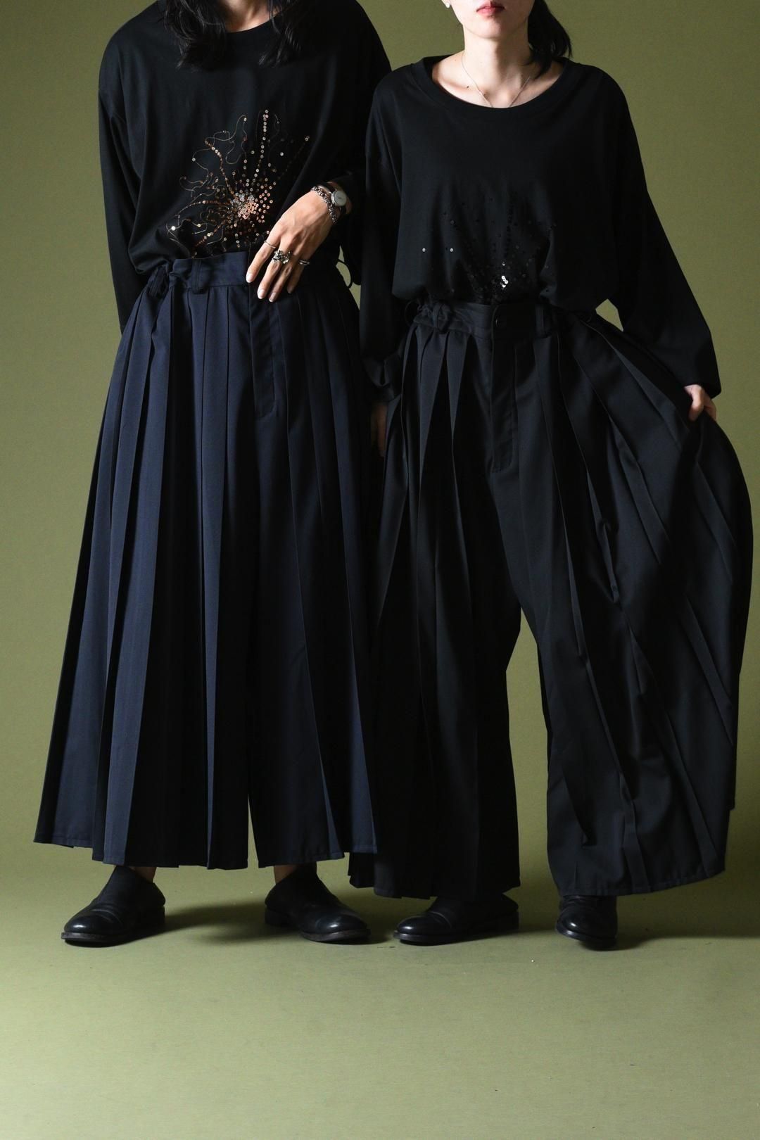 Wool Gabardine Wide Pleats 袴 Pants