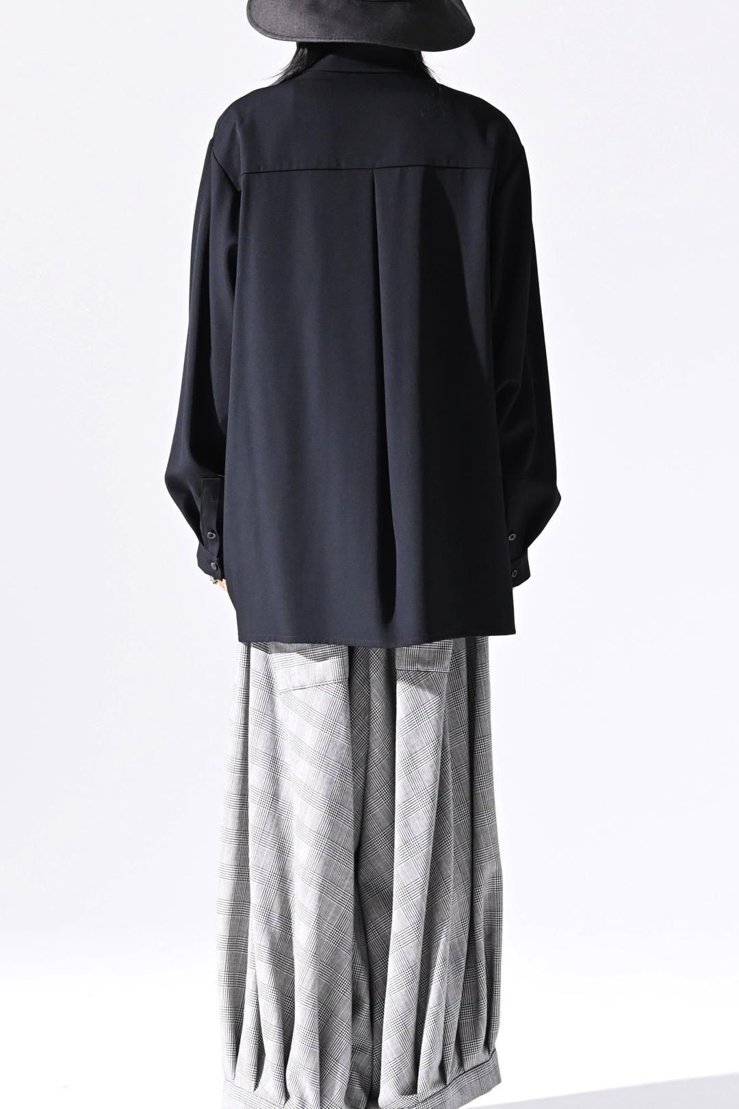 Wool Gabardine Stand Collar Shirt