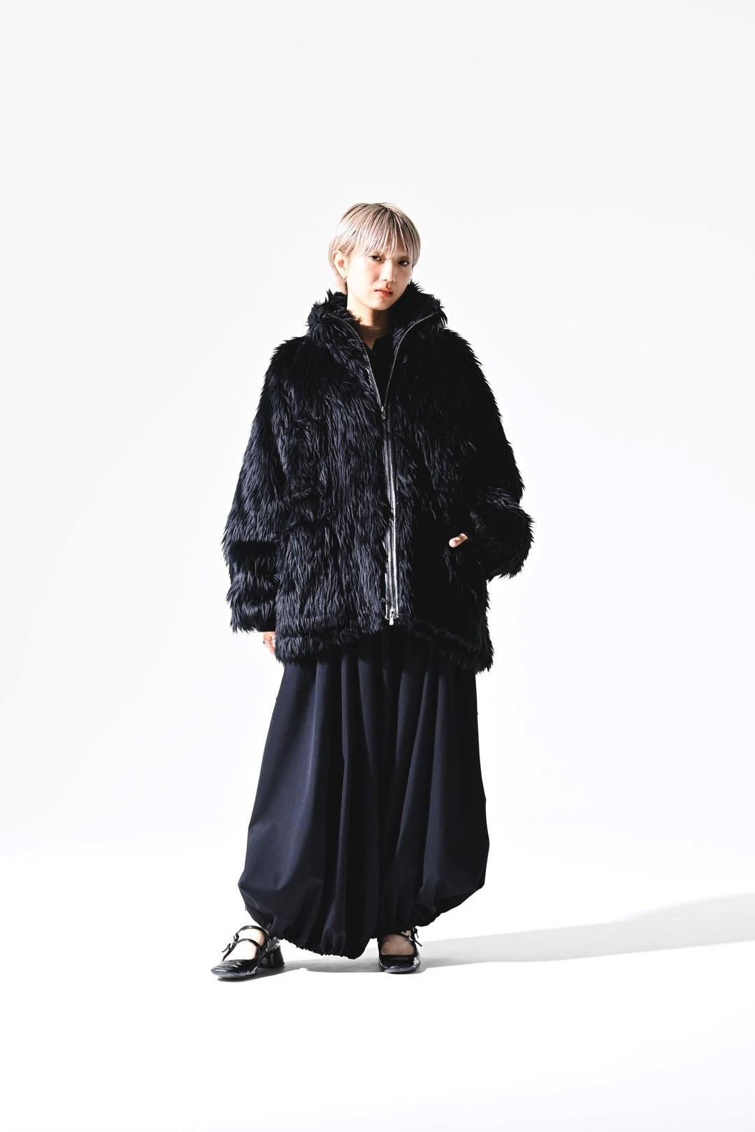 Wool Gabardine 袴 Balloon Pants black