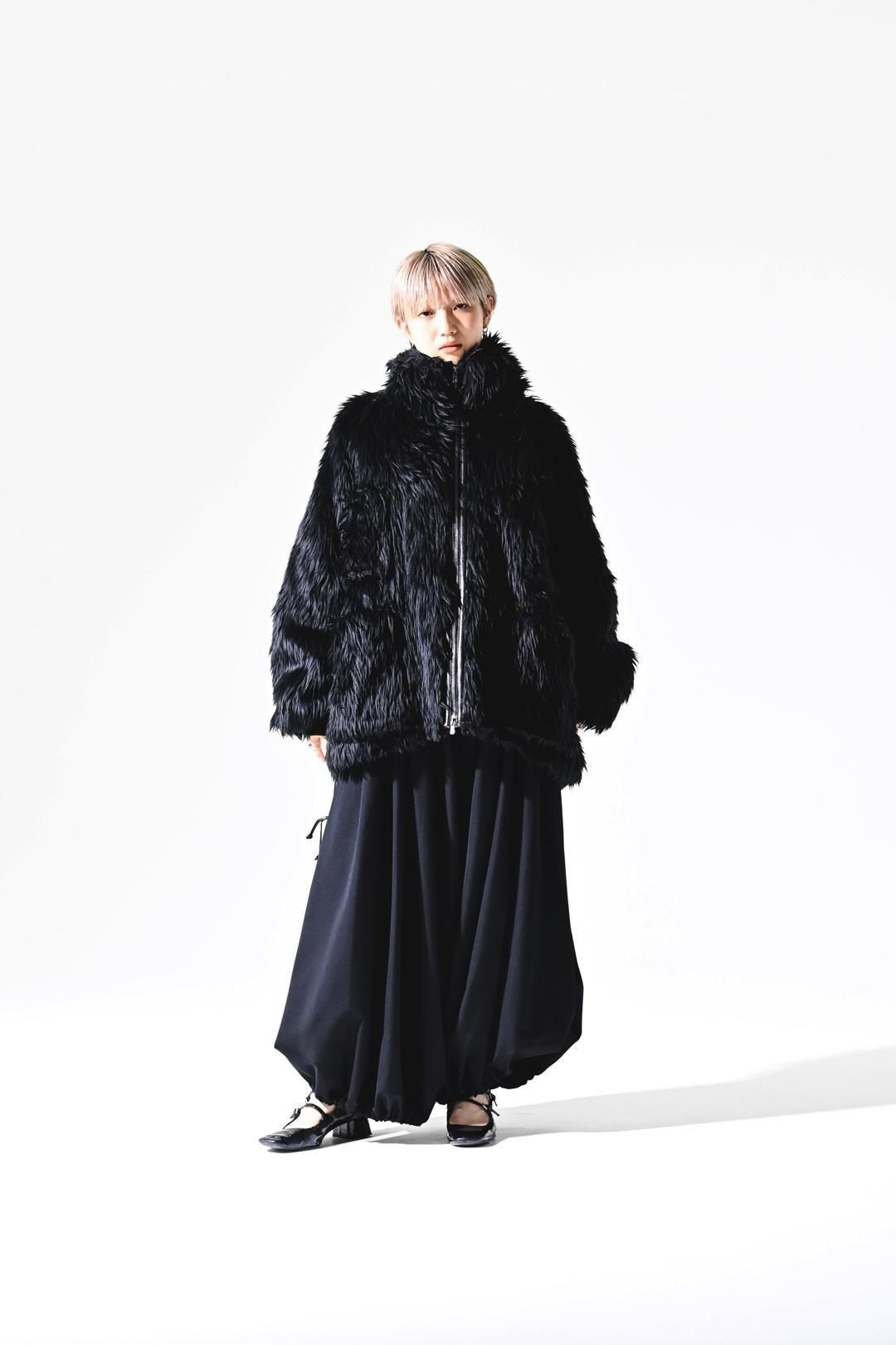 Wool Gabardine 袴 Balloon Pants black