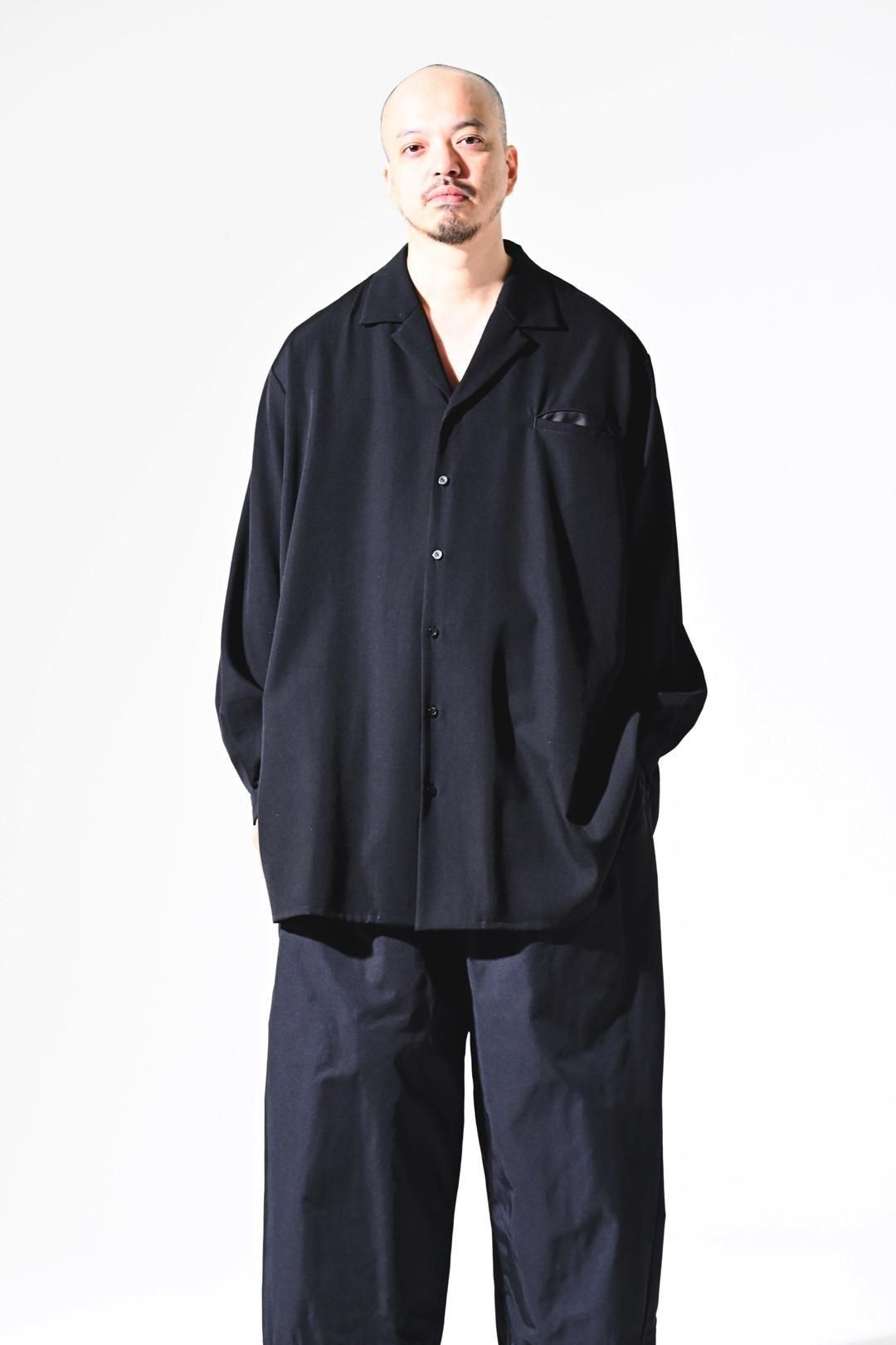 Wool Gabardine Drape Oversized 開襟 Shirt