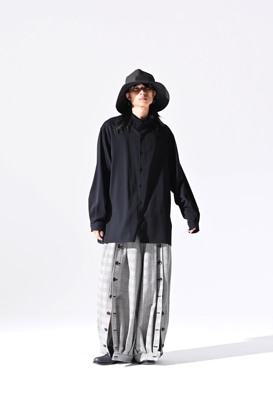 Wool Gabardine Stand Collar Shirt