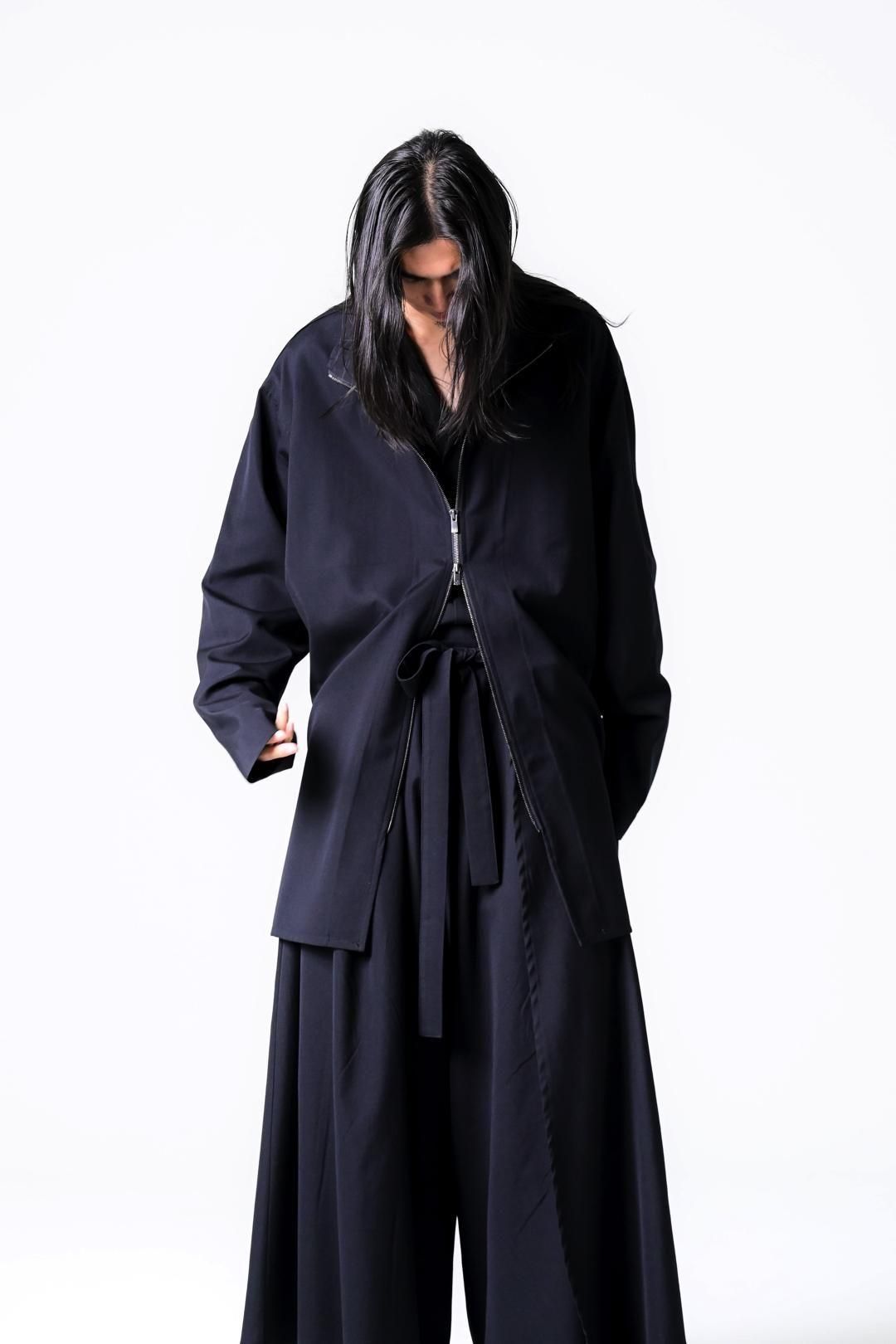 Wool Gabardine Zip Stand Shirt Jacket