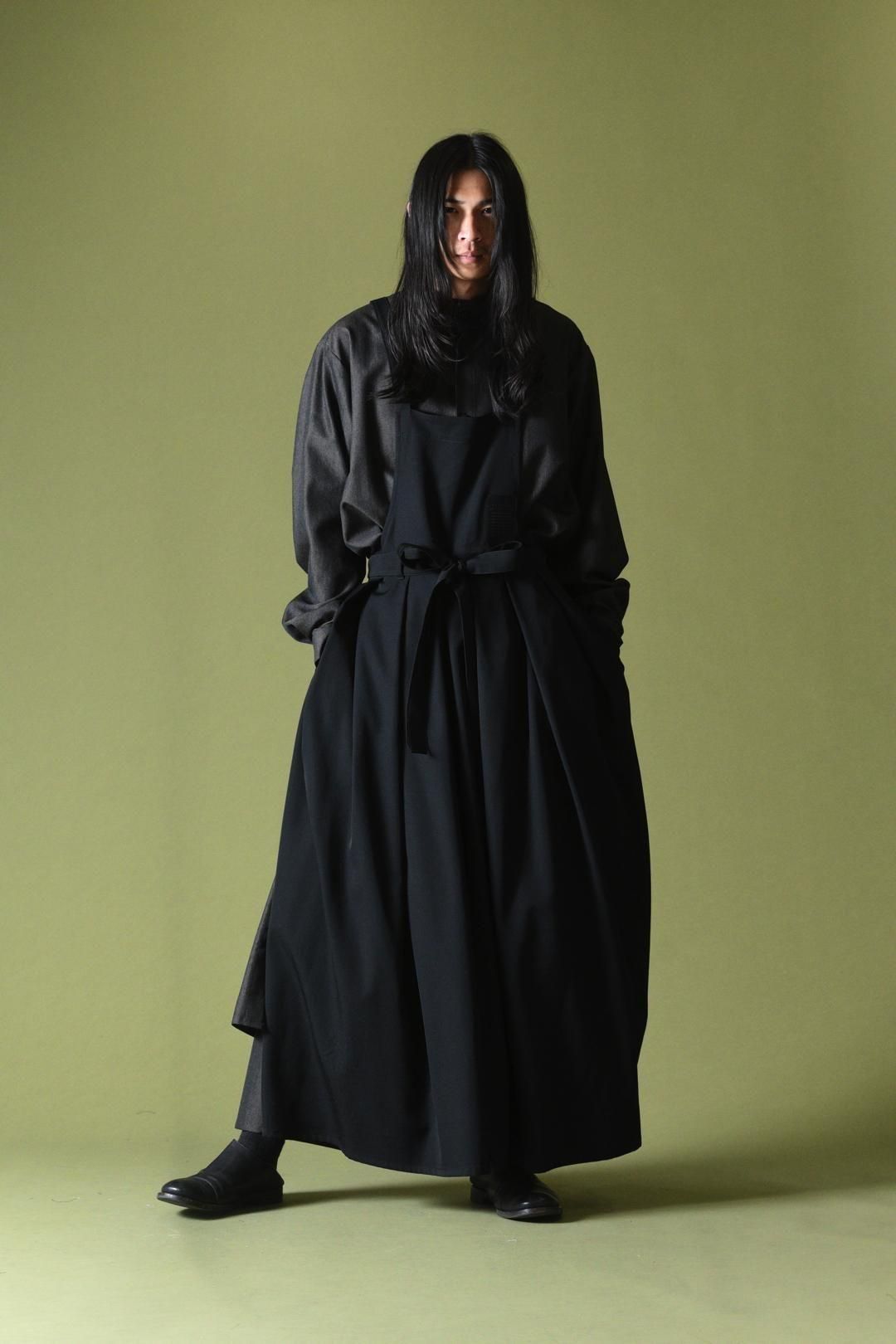 Wool Gabardine Wrap KIMONO Cloth black