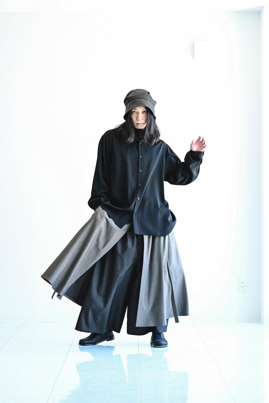 Wool Gabardine Stand Collar Shirt