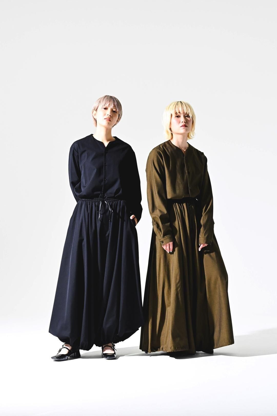 Wool Gabardine 袴 Balloon Pants black