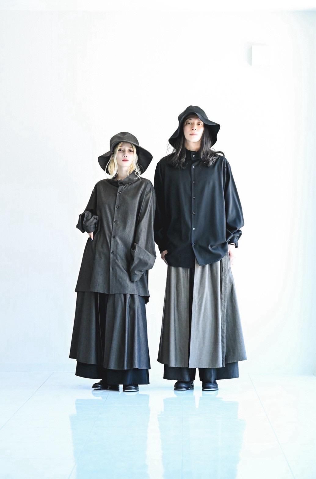 Wool Gabardine Stand Collar Shirt