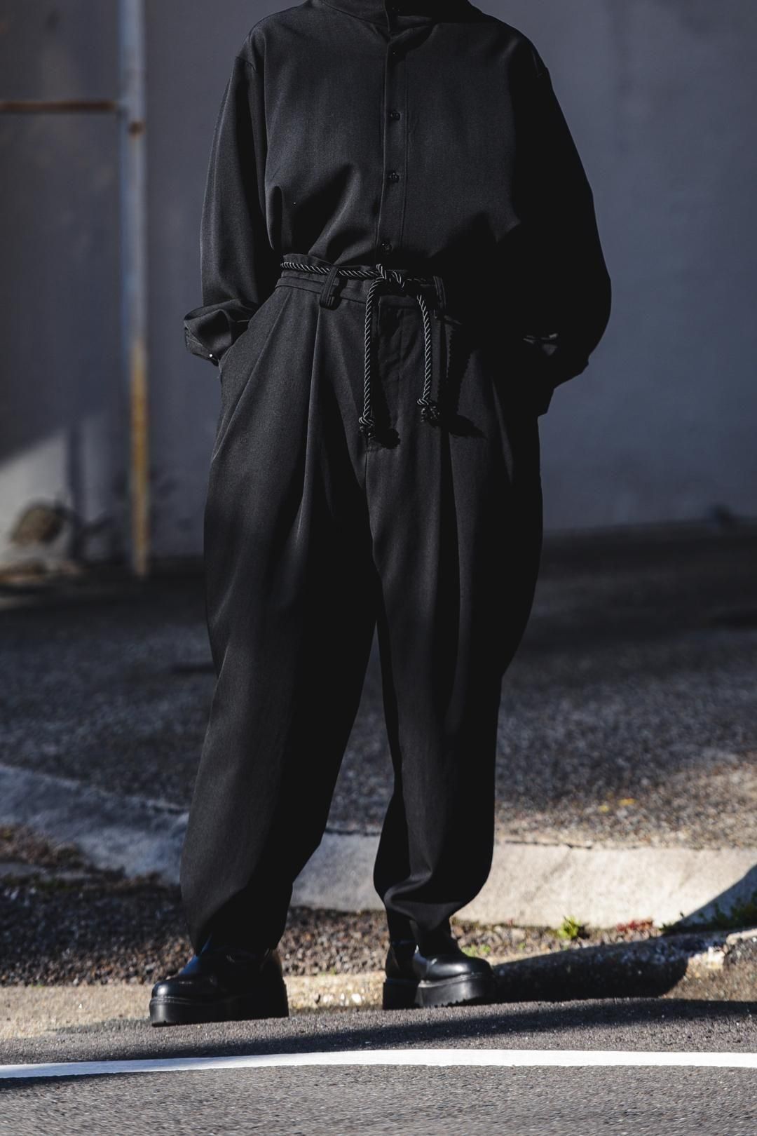 Wool Gabardine 帯締 Wide Slacks