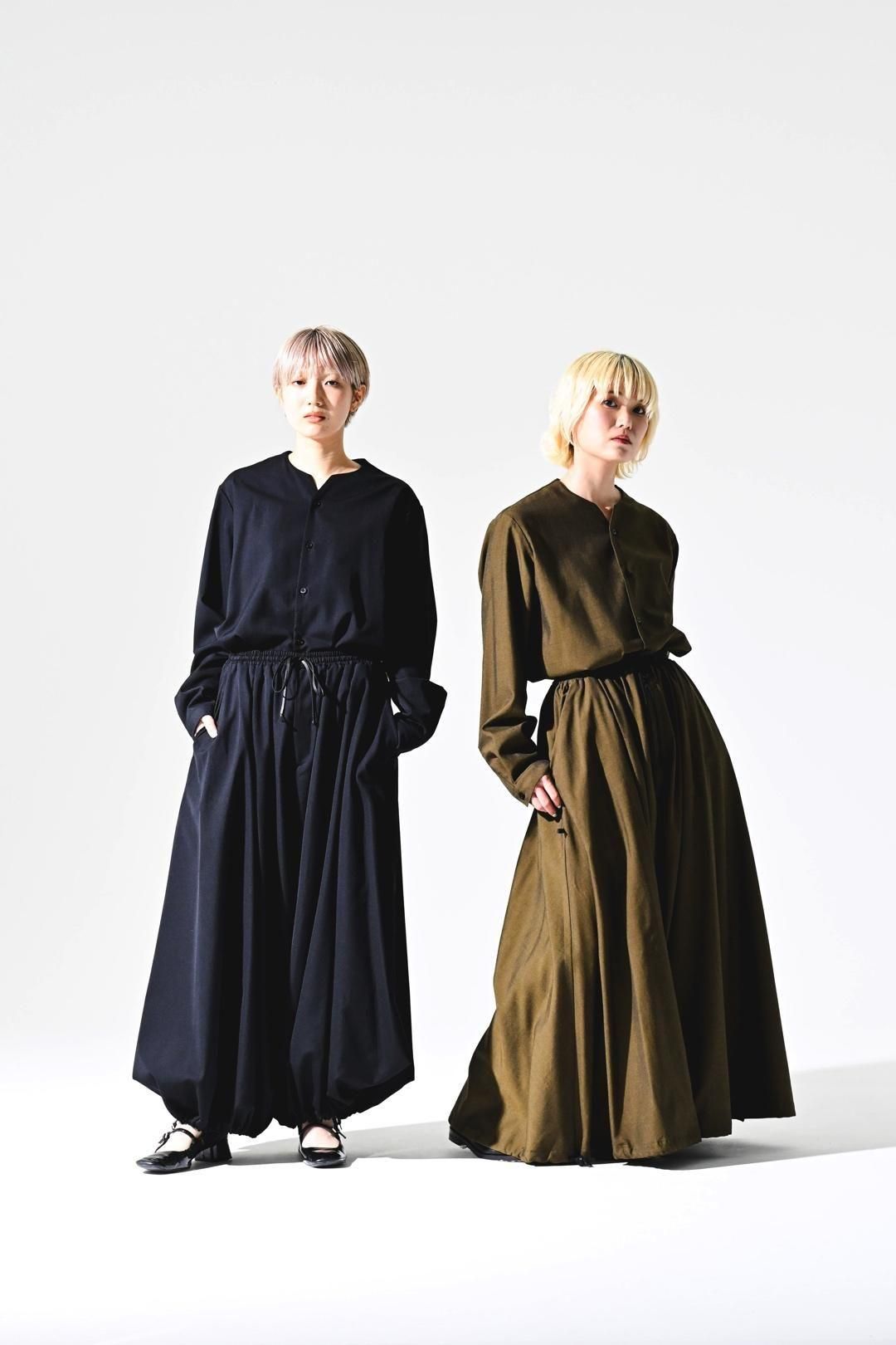 Wool Gabardine 袴 Balloon Pants black