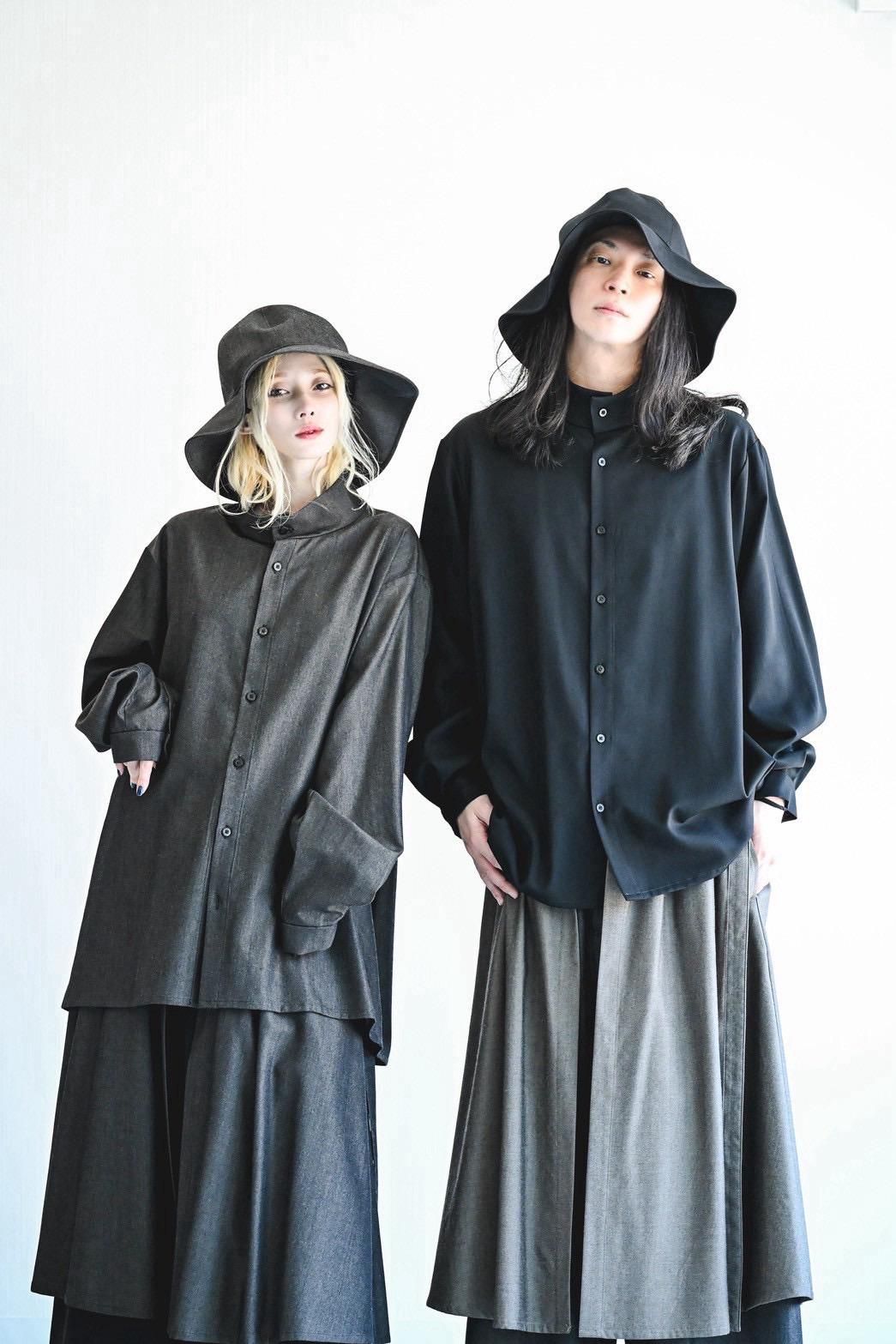 Wool Gabardine Stand Collar Shirt