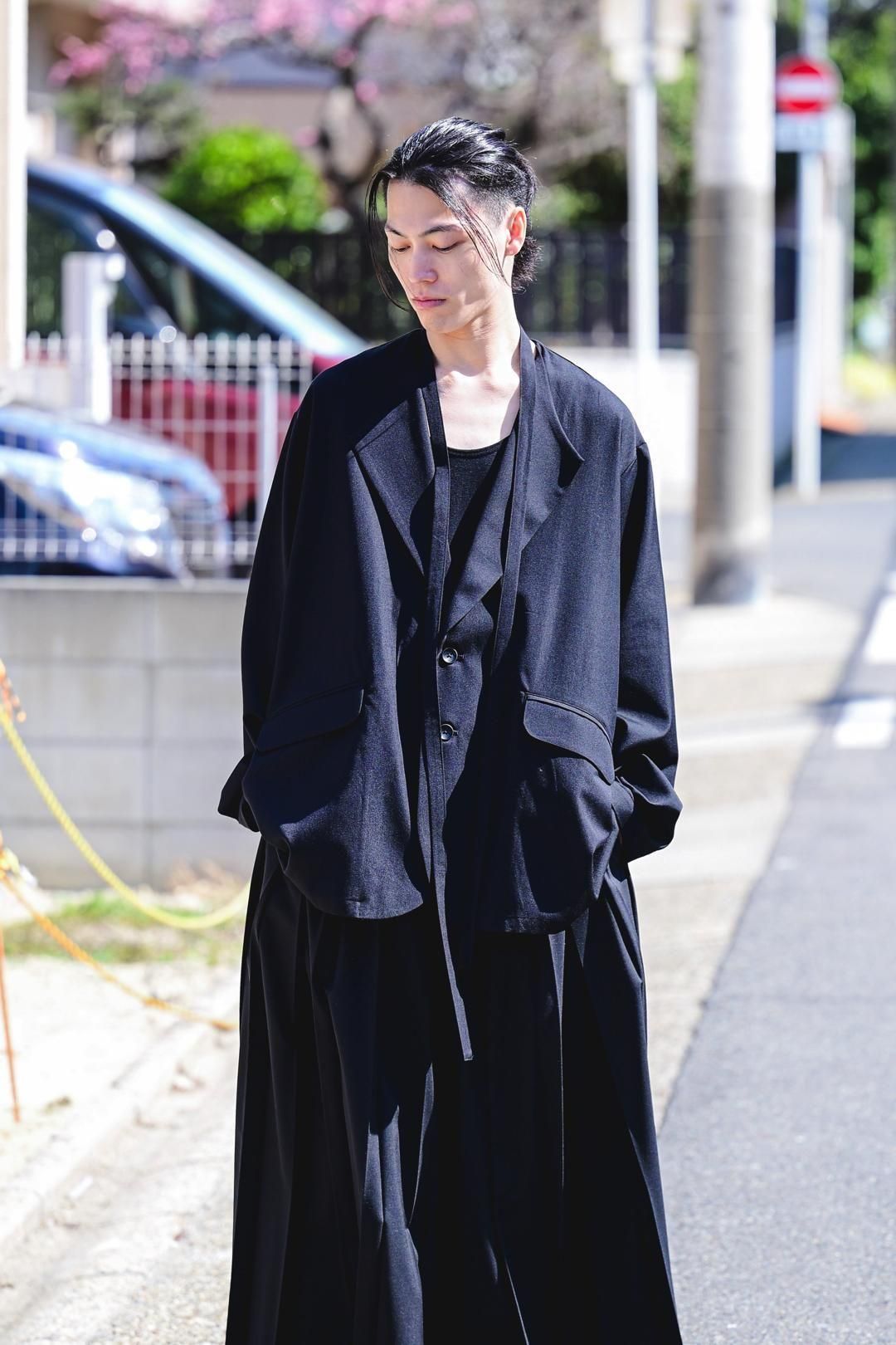 Wool Gabardine Fallen Collar Jacket