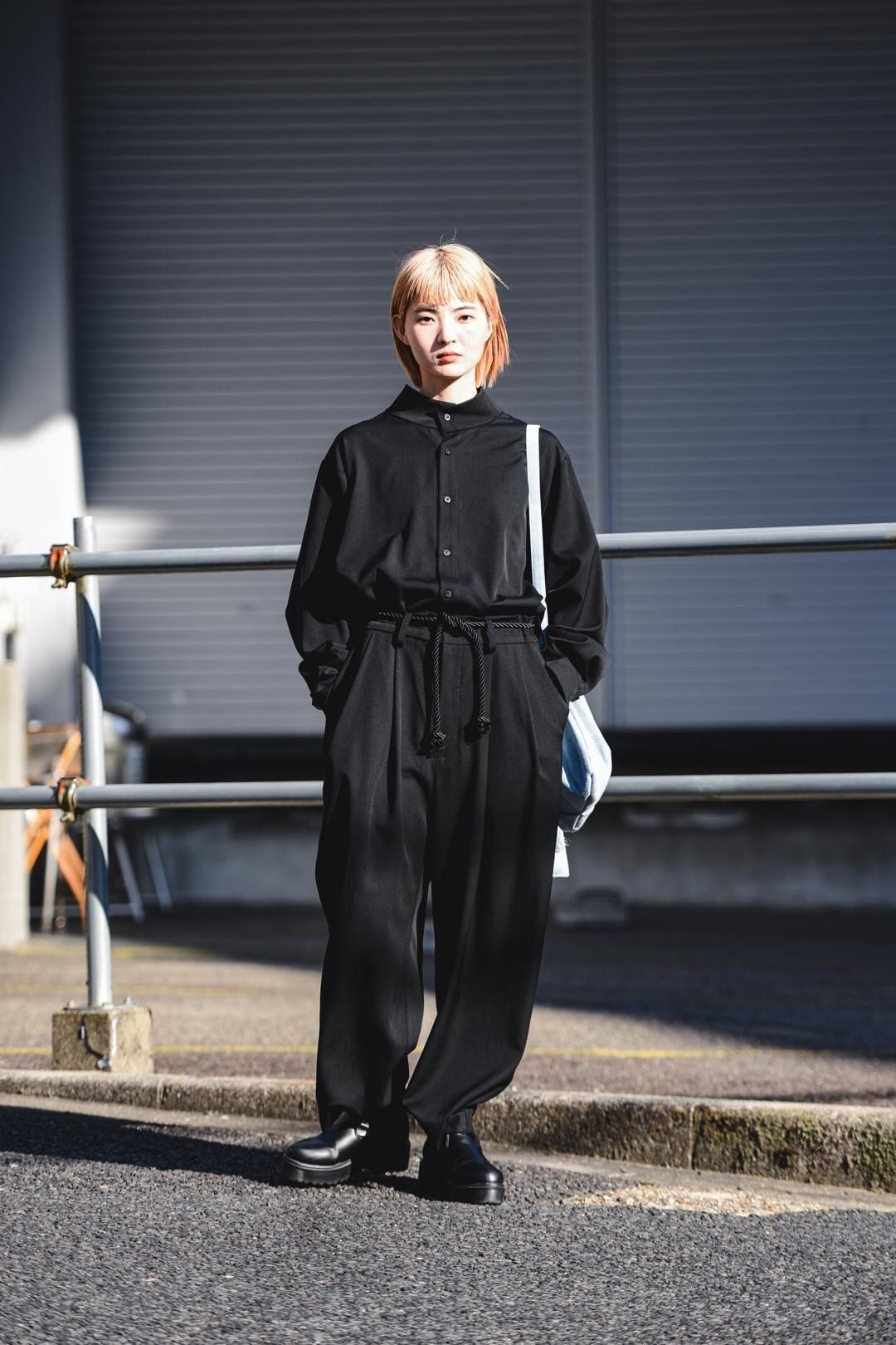 Wool Gabardine 帯締 Wide Slacks