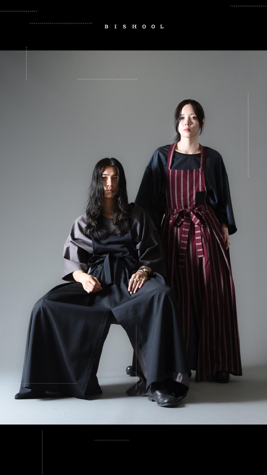 Wool Gabardine Wrap KIMONO Cloth black