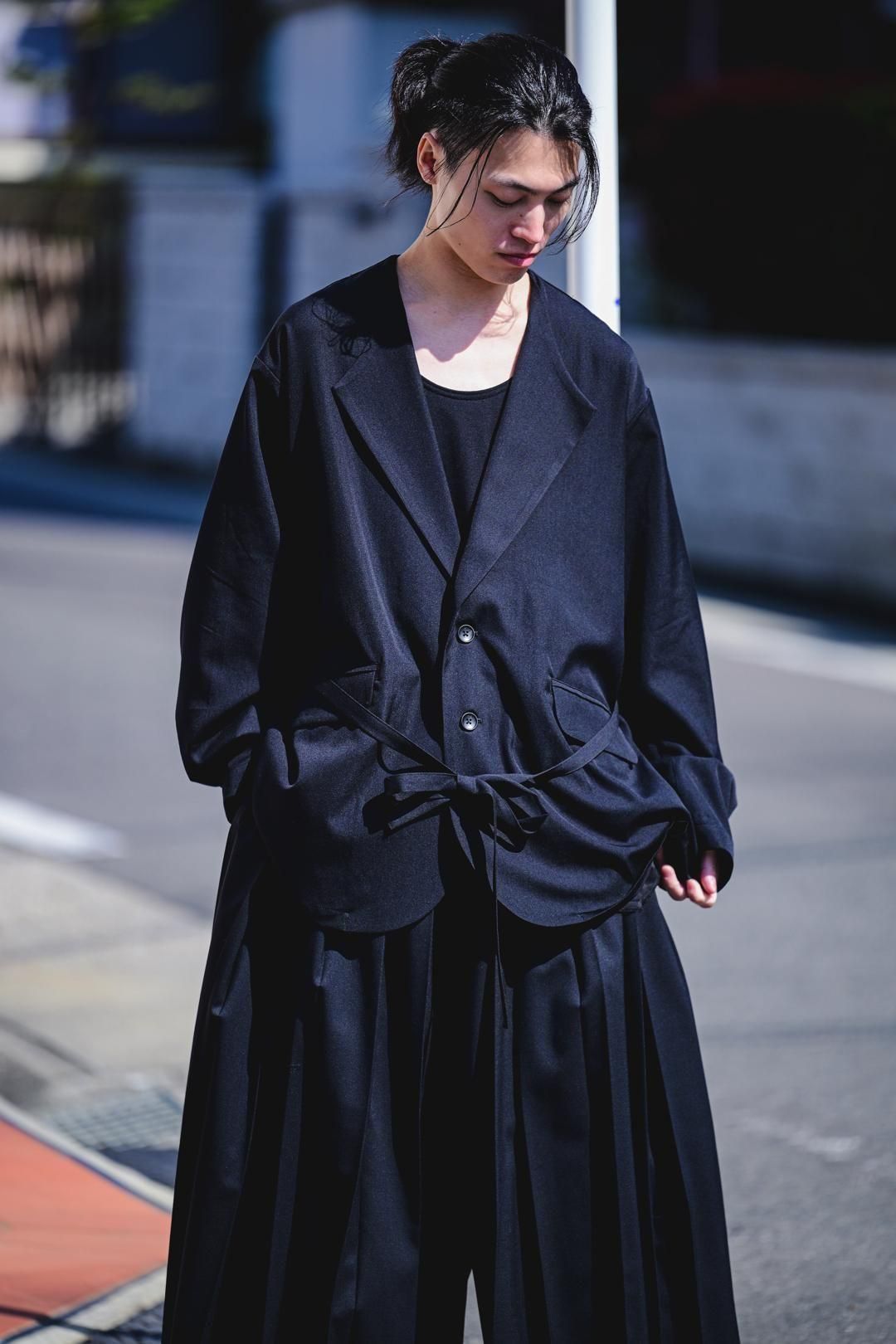 Wool Gabardine Fallen Collar Jacket