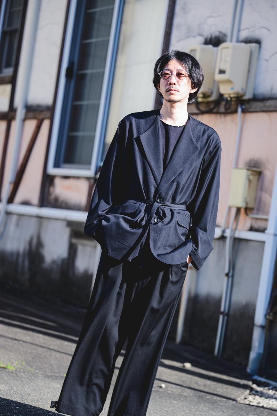 Wool Gabardine Fallen Collar Jacket
