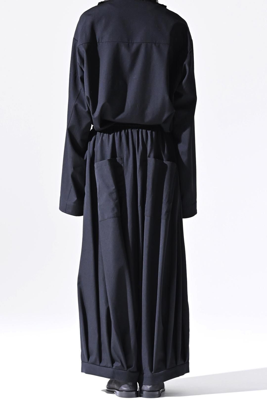 Wool Gabardine Mirrored Button Big Pants