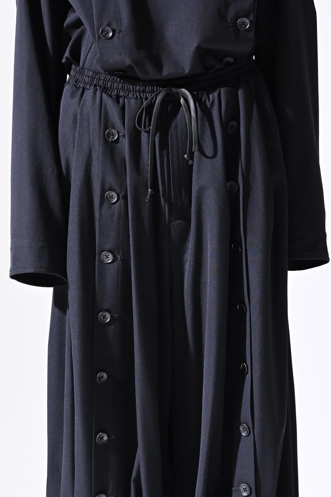 Wool Gabardine Mirrored Button Big Pants