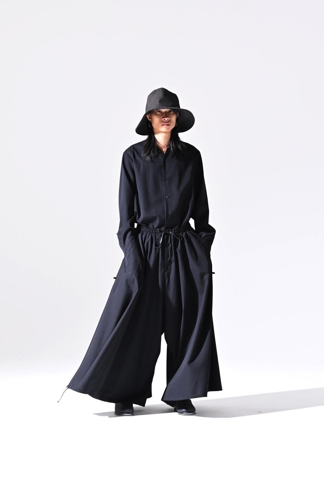 Wool Gabardine 袴 Balloon Pants black