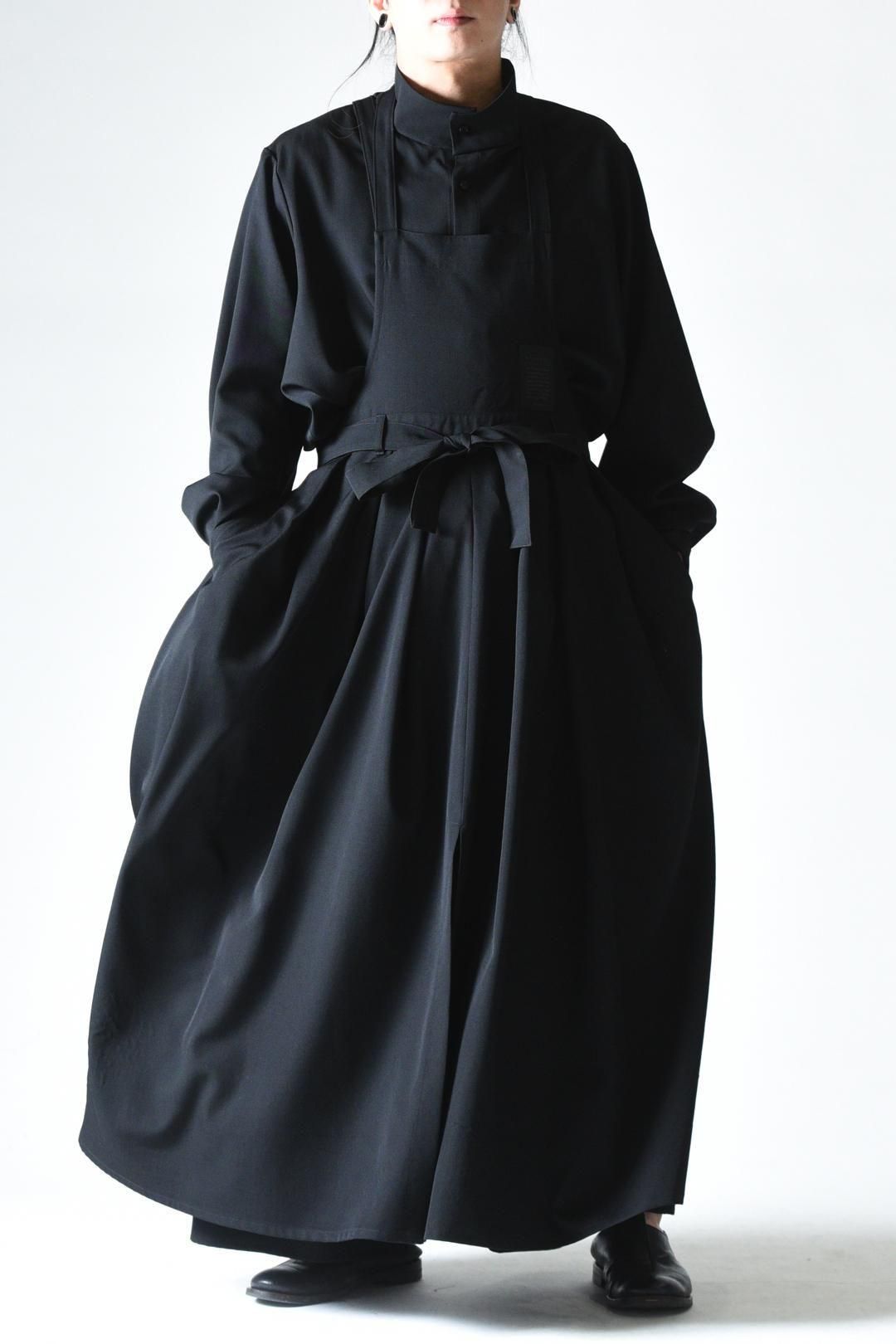 Wool Gabardine Wrap KIMONO Cloth black