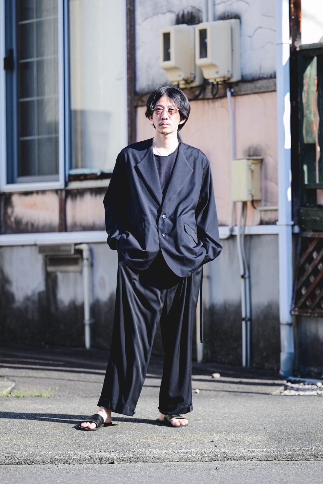 Wool Gabardine Fallen Collar Jacket