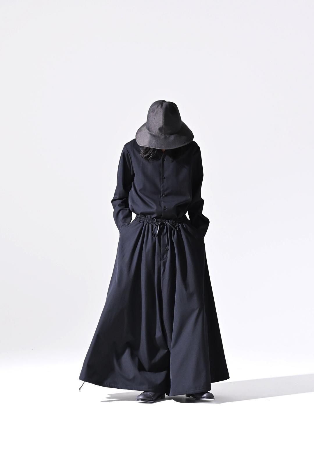 Wool Gabardine 袴 Balloon Pants black