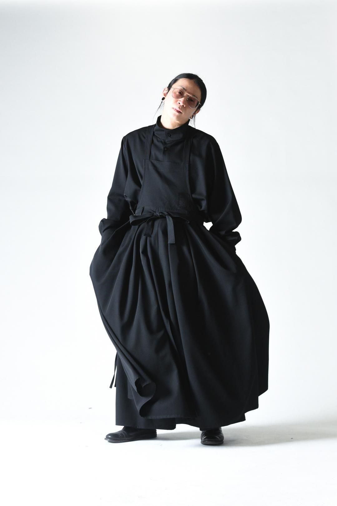 Wool Gabardine Wrap KIMONO Cloth black