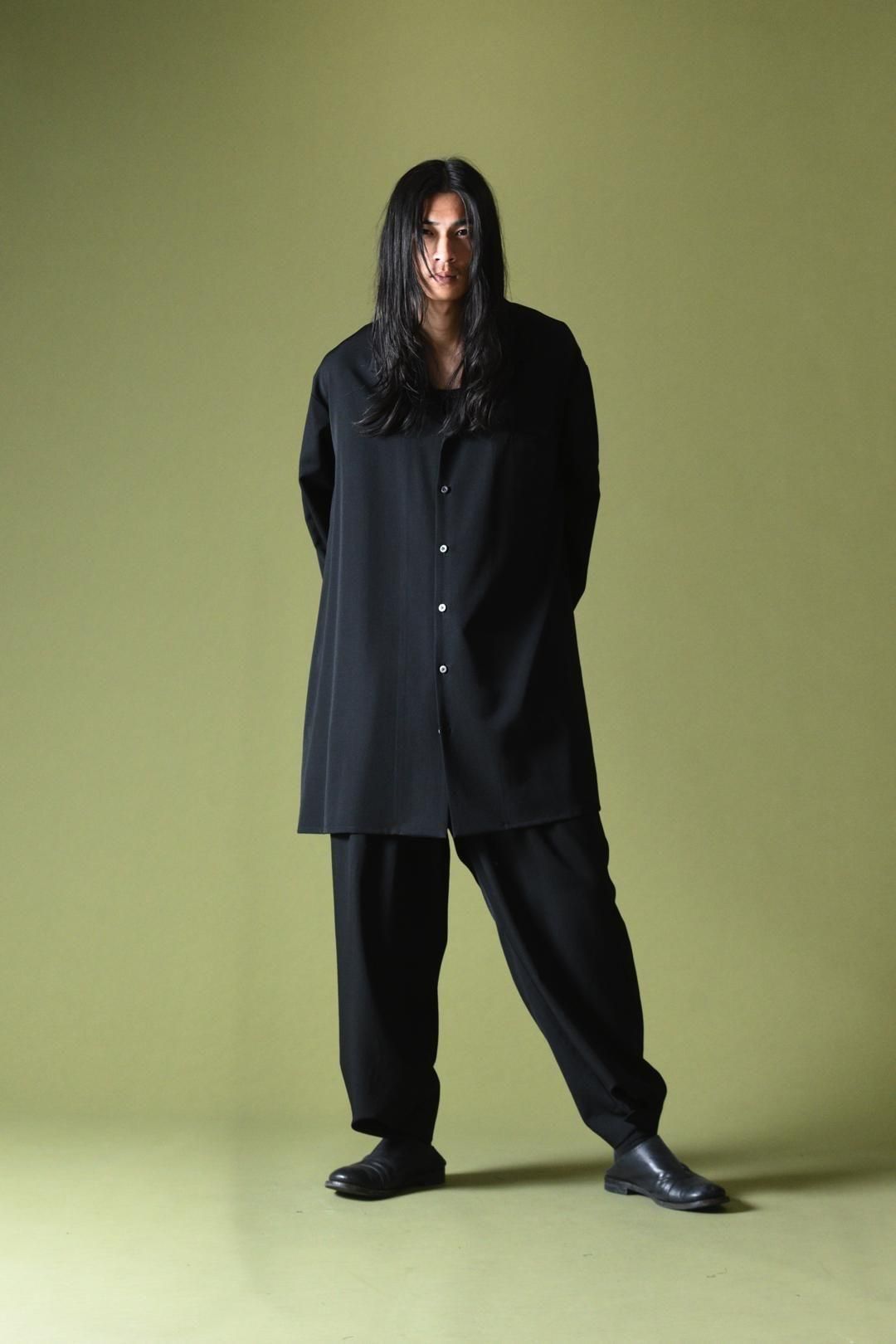 Wool Gabardine Drape Oversized 開襟 Shirt