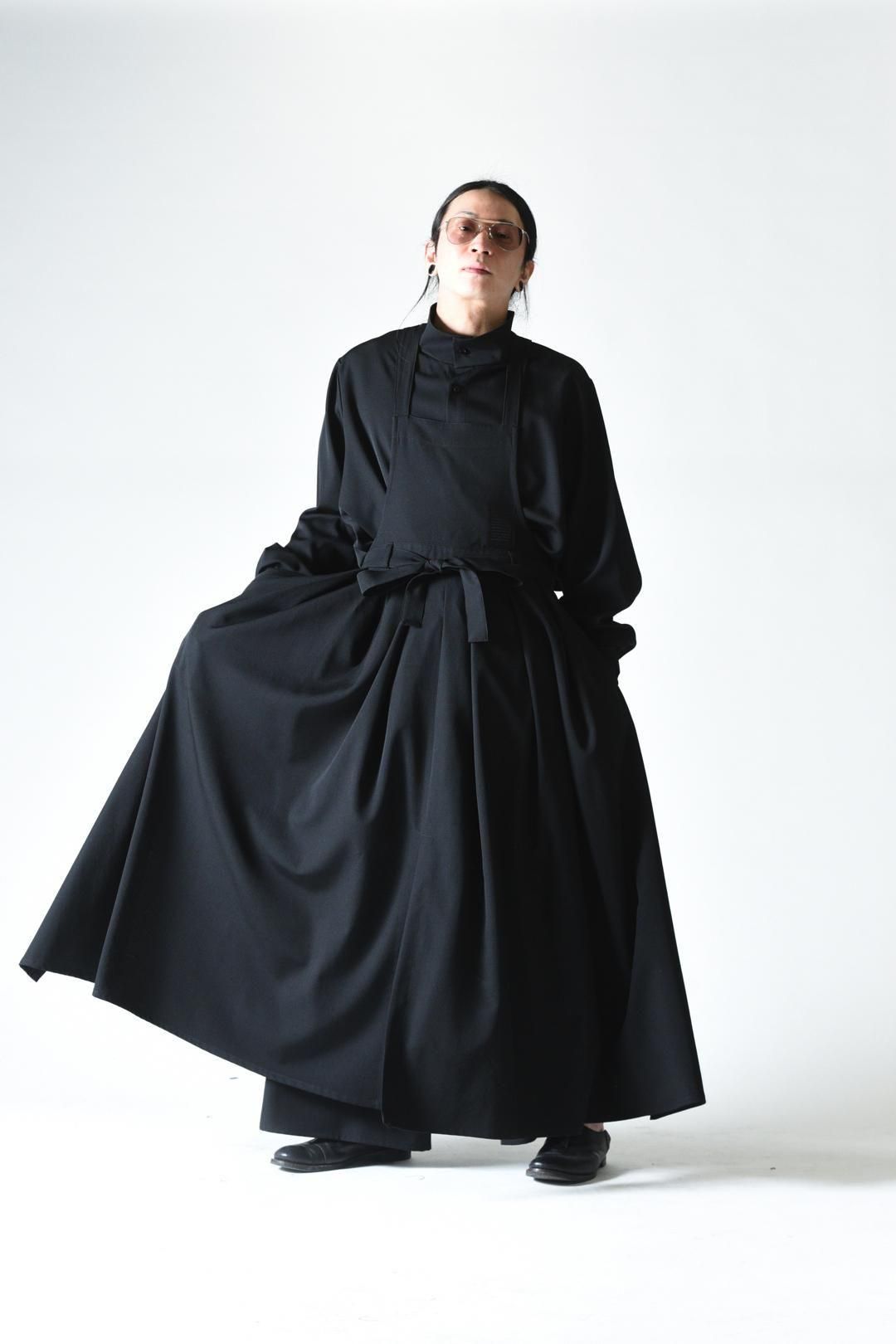 Wool Gabardine Wrap KIMONO Cloth black