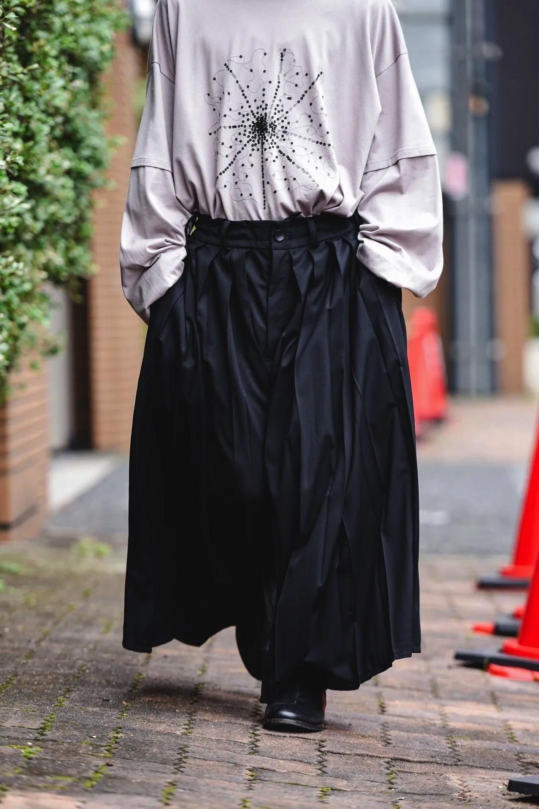 Wool Gabardine Wide Pleats 袴 Pants