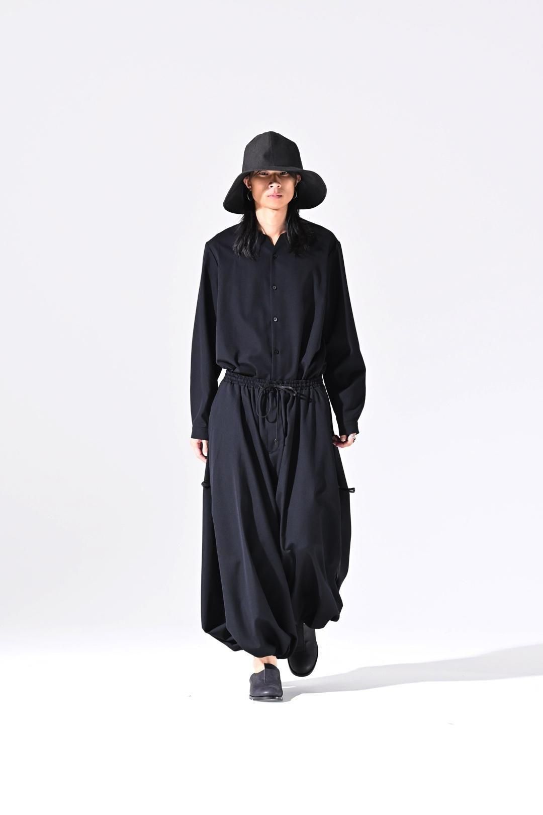 Wool Gabardine 袴 Balloon Pants black