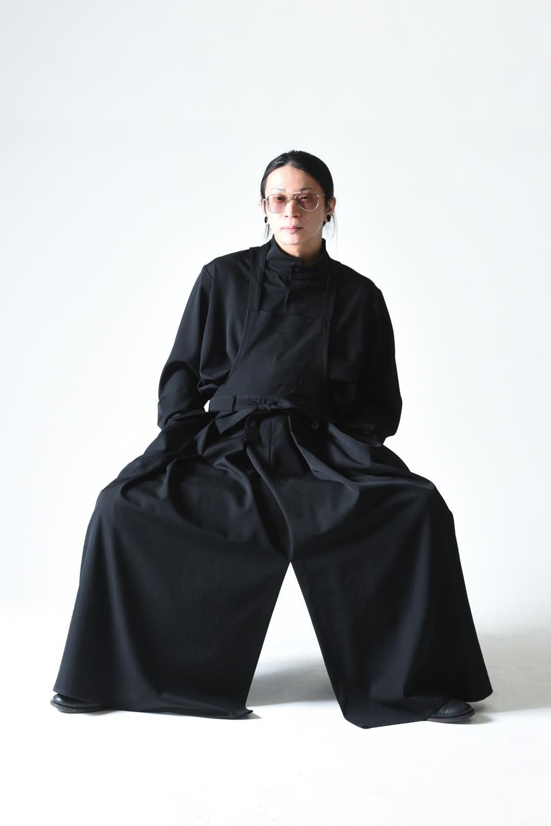 Wool Gabardine Wrap KIMONO Cloth black