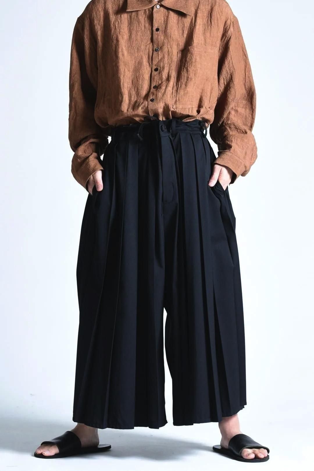 Wool Gabardine Wide Pleats 袴 Pants