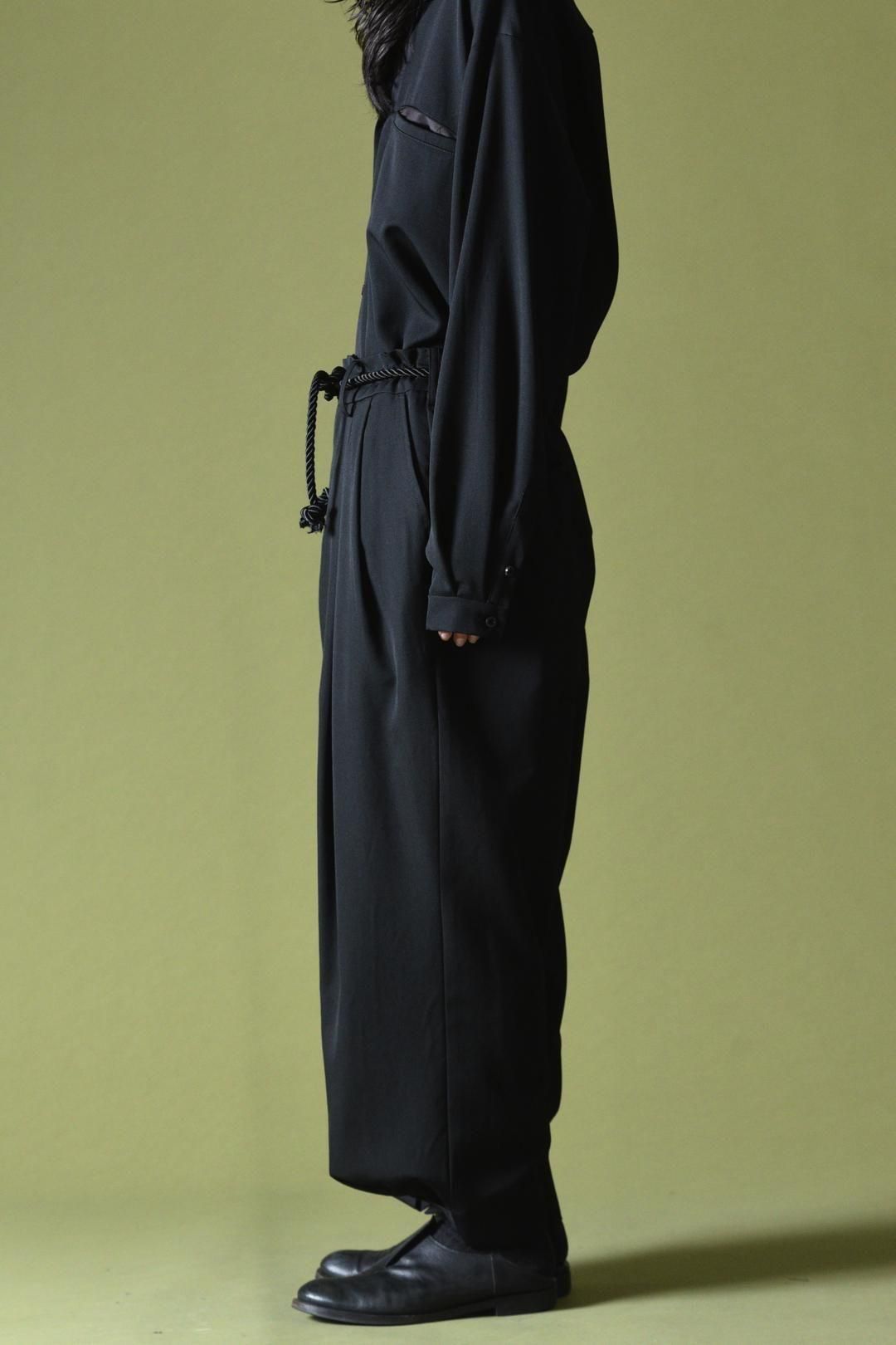 Wool Gabardine 帯締 Wide Slacks