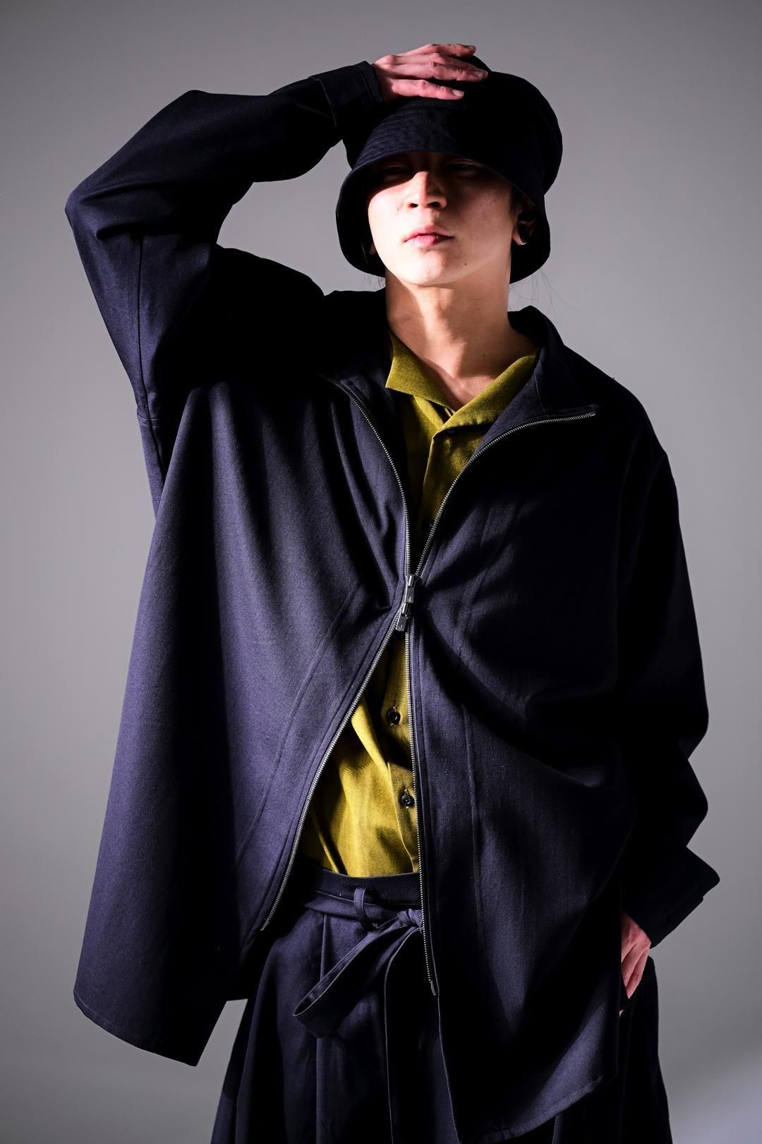 Wool Gabardine Zip Stand Shirt Jacket