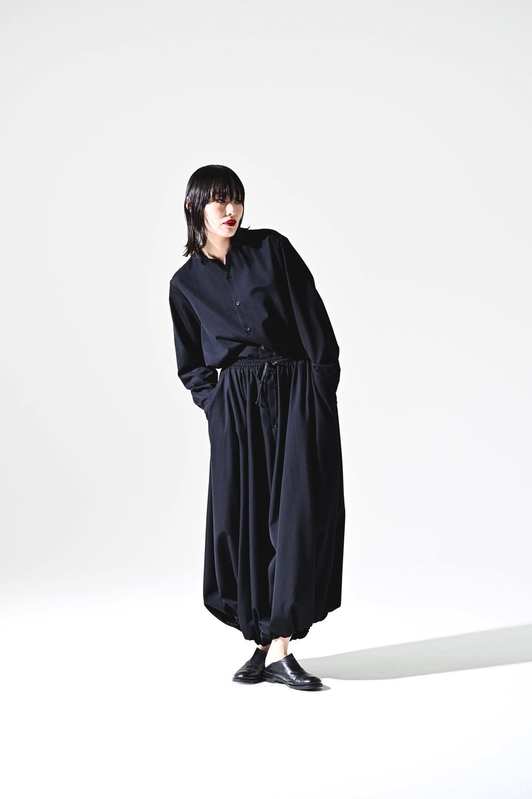 Wool Gabardine 袴 Balloon Pants black