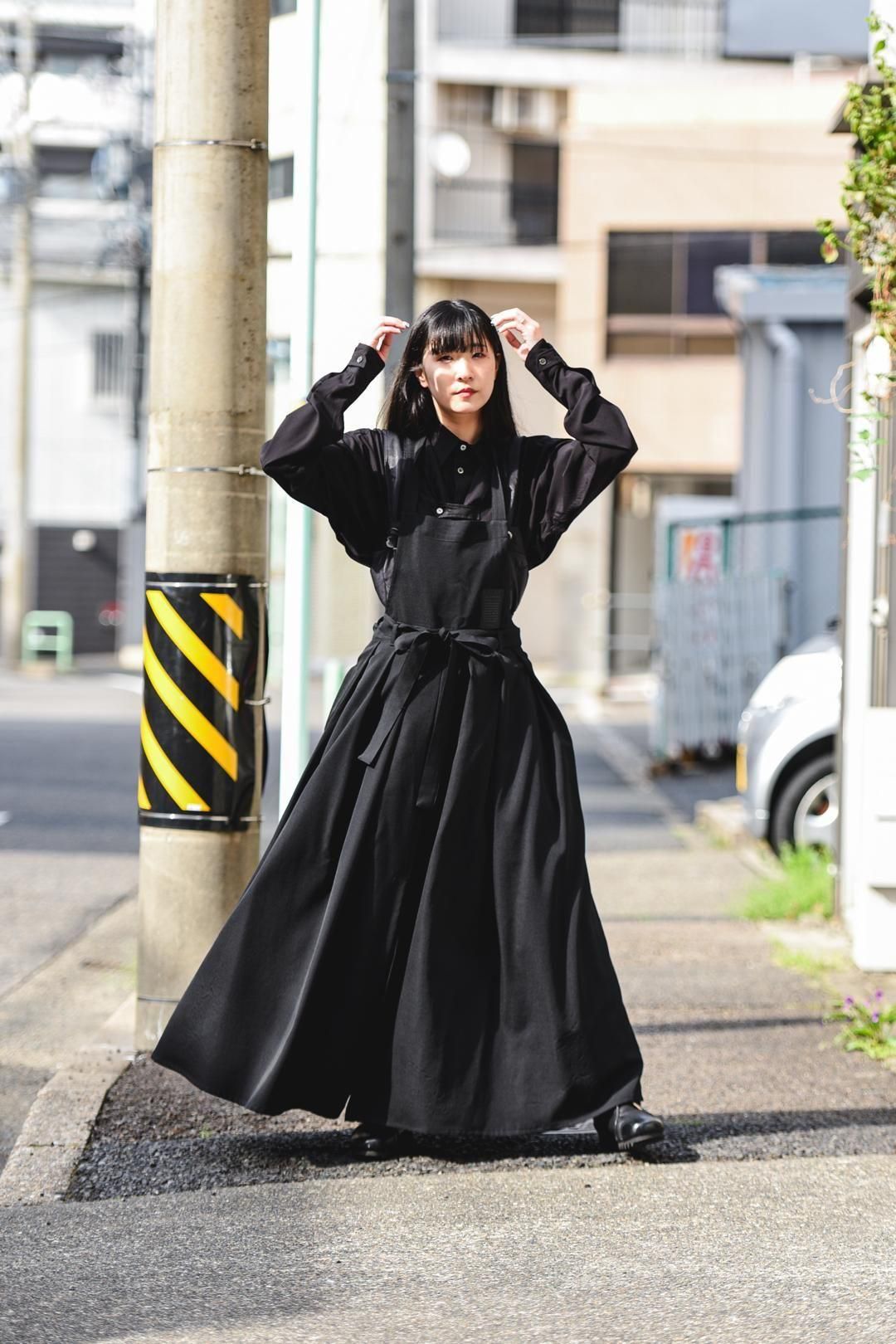 Wool Gabardine Wrap KIMONO Cloth black