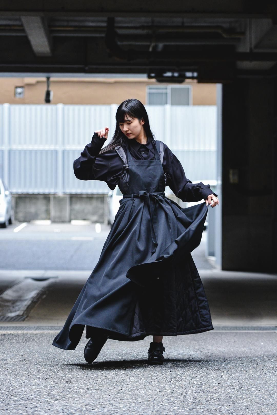 Wool Gabardine Wrap KIMONO Cloth black