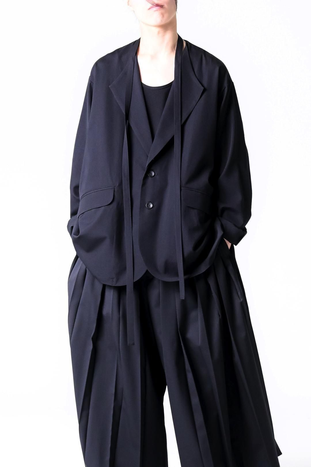 Wool Gabardine Fallen Collar Jacket