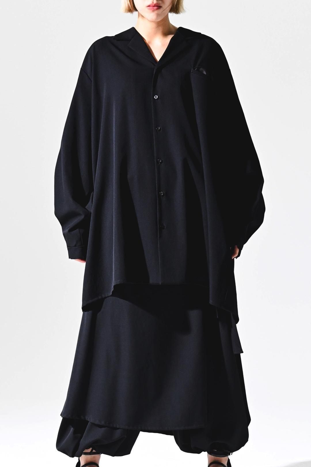 Wool Gabardine Drape Oversized 開襟 Shirt