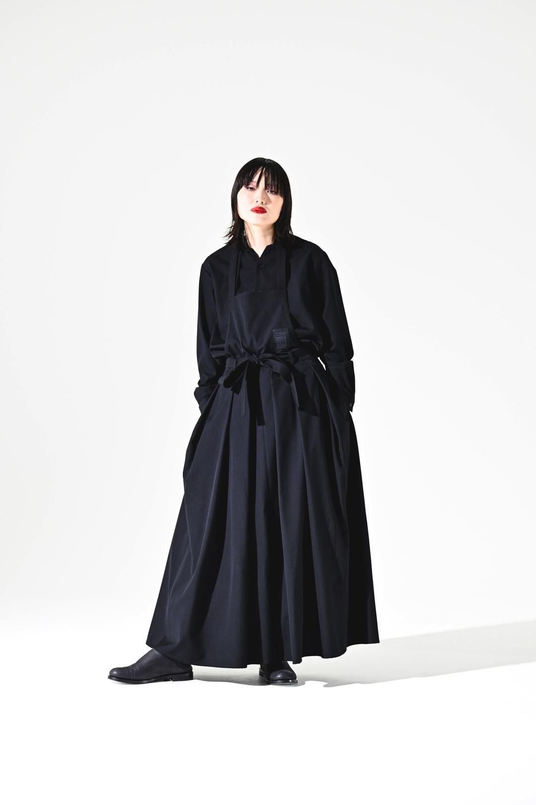 Wool Gabardine Wrap KIMONO Cloth black