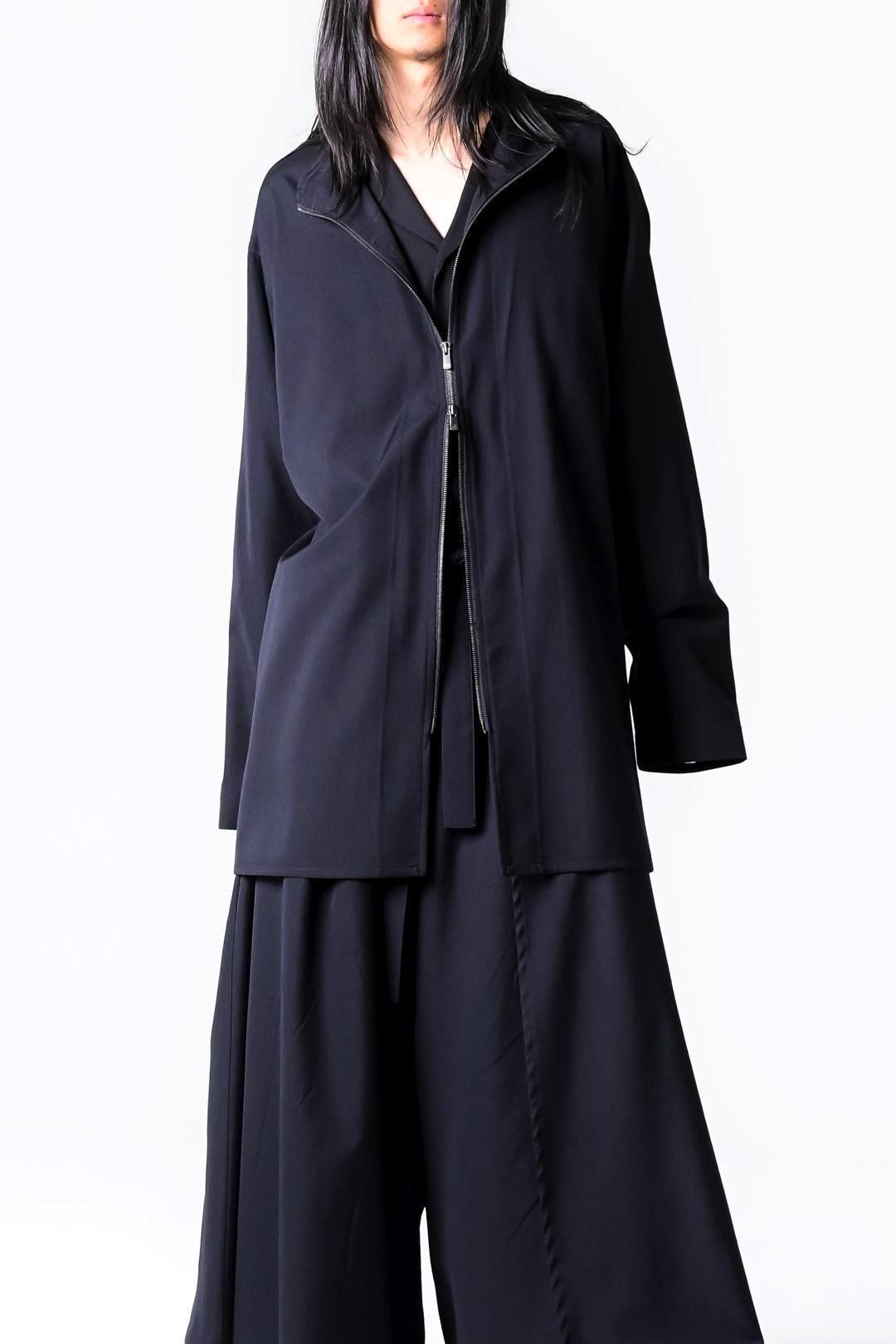 Wool Gabardine Zip Stand Shirt Jacket