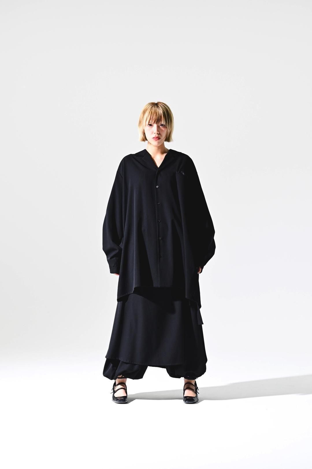 Wool Gabardine Drape Oversized 開襟 Shirt