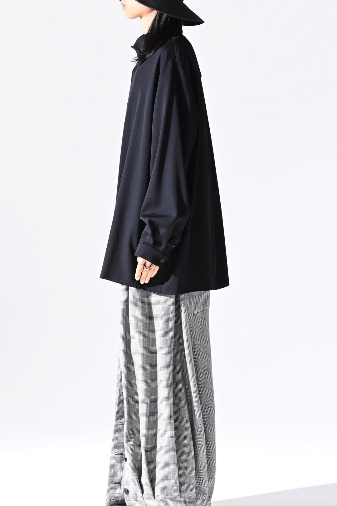 Wool Gabardine Stand Collar Shirt