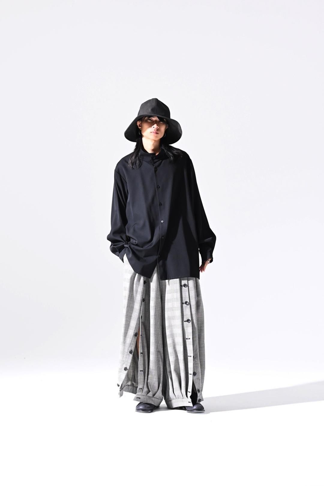 Wool Gabardine Stand Collar Shirt